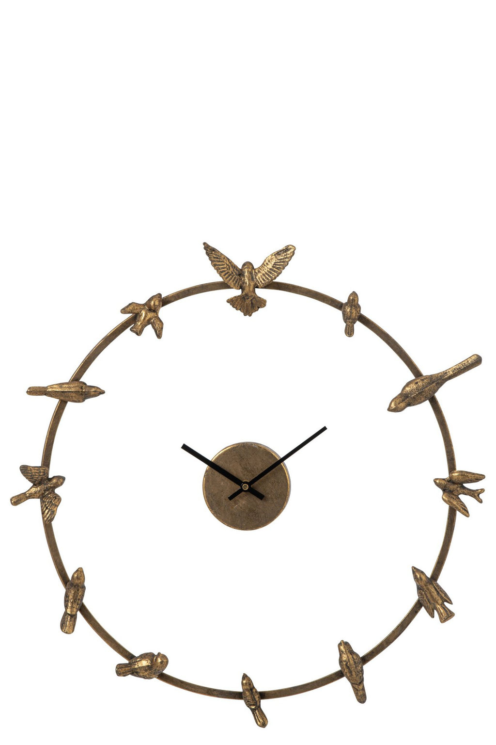 J-Line Wandklok met vogel - ijzer - goud
