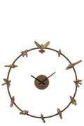 J-Line Wandklok met vogel - ijzer - goud