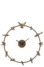 J-Line Wandklok met vogel - ijzer - goud