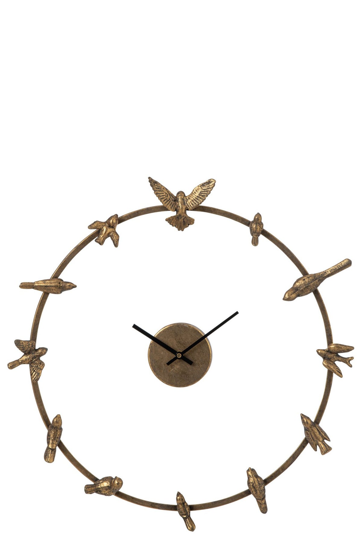 J-Line Wandklok met vogel - ijzer - goud