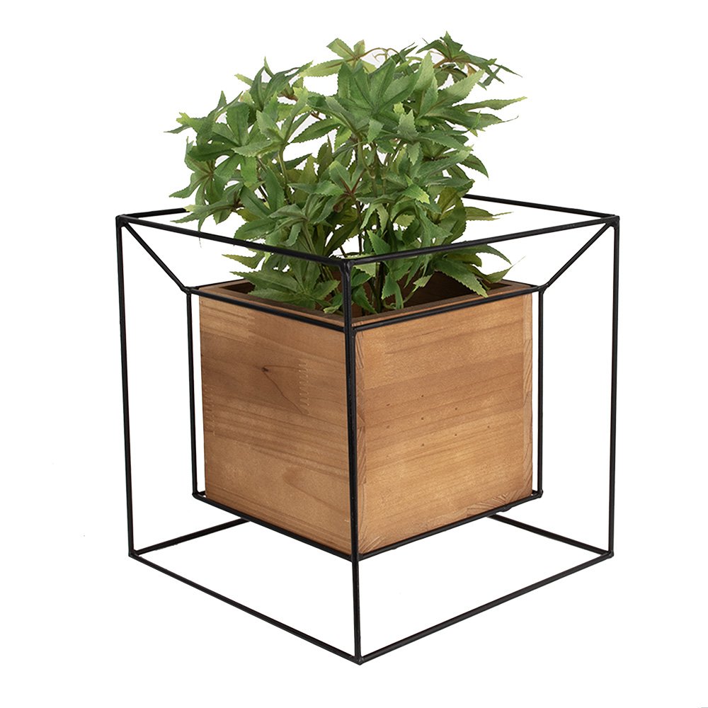 Plantenstandaard 26x26x26cm Zwart IJzer Bloempot