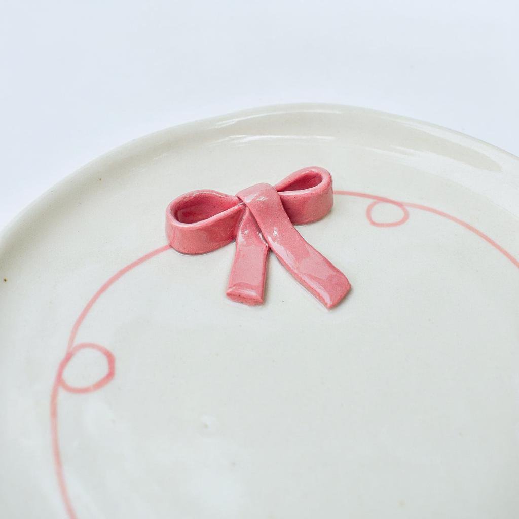 Serveerbord | Keramische 3D-boog | Set van 2, roze, 19 cm