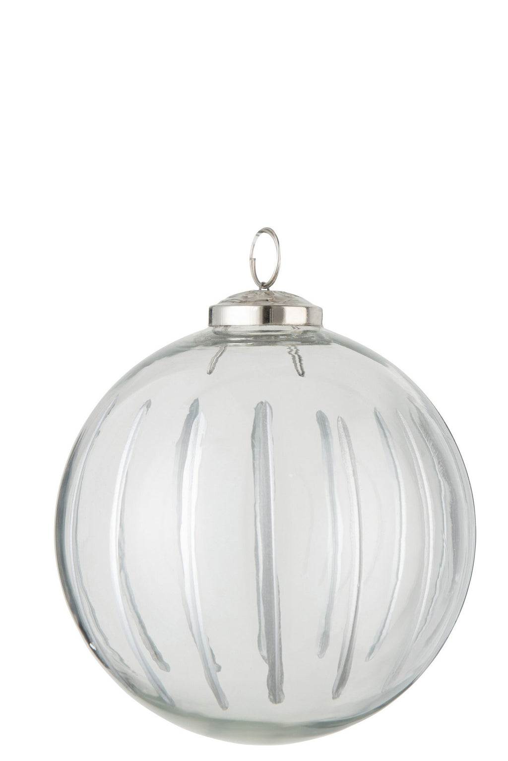J-Line kerstbal Streep - glas - transparant/zilver - large