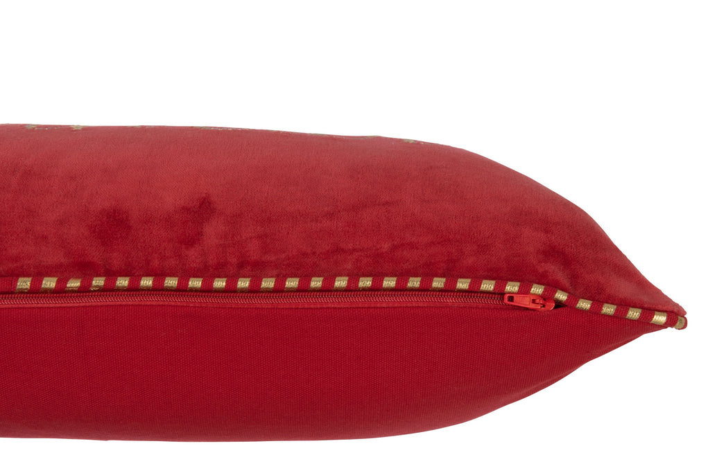 J-Line kussen Bonheur - textiel - rood/goud