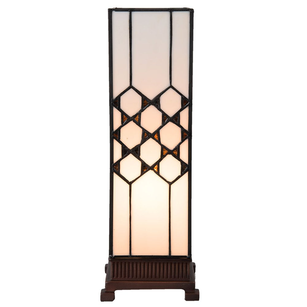 Tiffany Tafellamp 12x12x36 cm Wit Glas Tiffany Bureaulamp