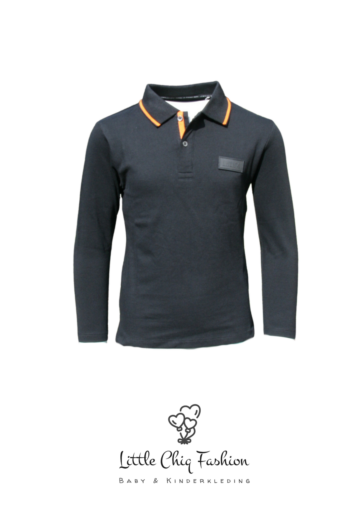 LewyLou NO4 Polo zwart met oranje