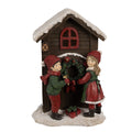 Kerstdecoratie met LED-verlichting Huis 13x10x20 cm Bruin Polyresin