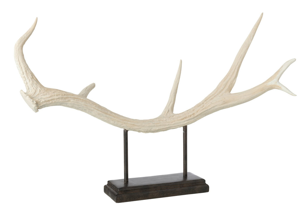 J-Line Gewei op voet - polyresin - beige