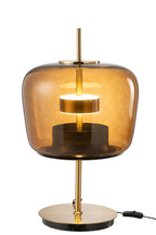 J-Line tafellamp - glas - bruin - LED lichtjes
