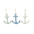 Houtenhanger anker 14x18cm turquoise/blauw/wit