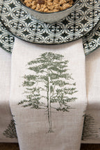 Theedoek 50x70 cm Beige Groen Katoen Dennenbomen