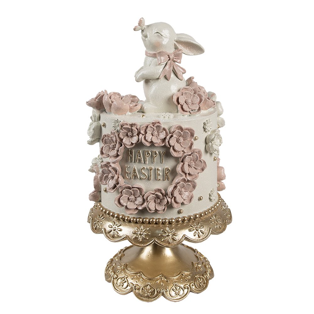Decoratie Beeld Taart Ø 18x32 cm Wit Roze Kunststof