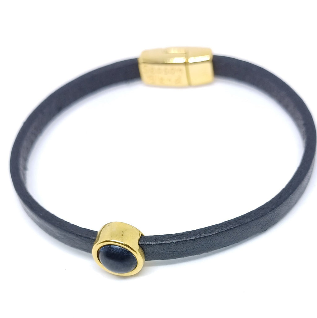 Timeless leren armband 24K verguld zwarttinten