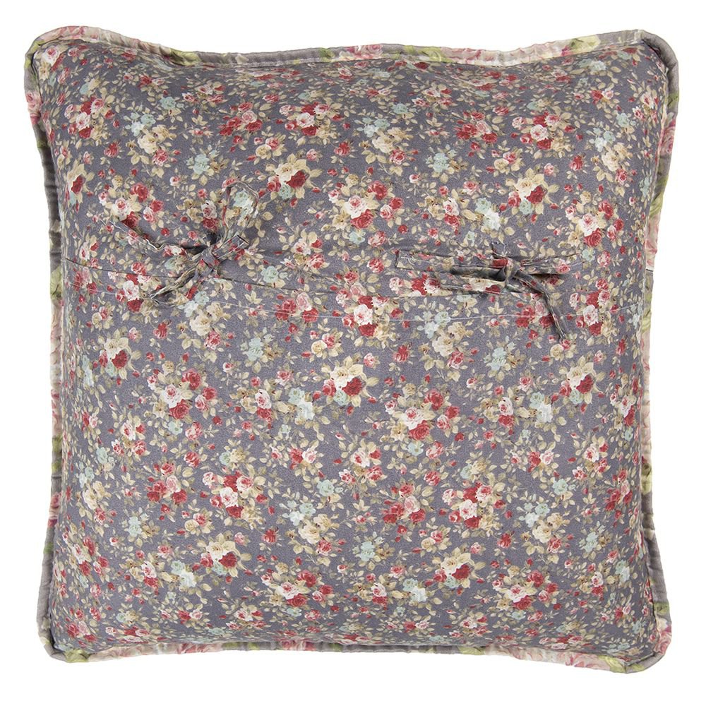 Kussenhoes 50x50 cm Grijs Groen Polyester Bloemen Sierkussenhoes