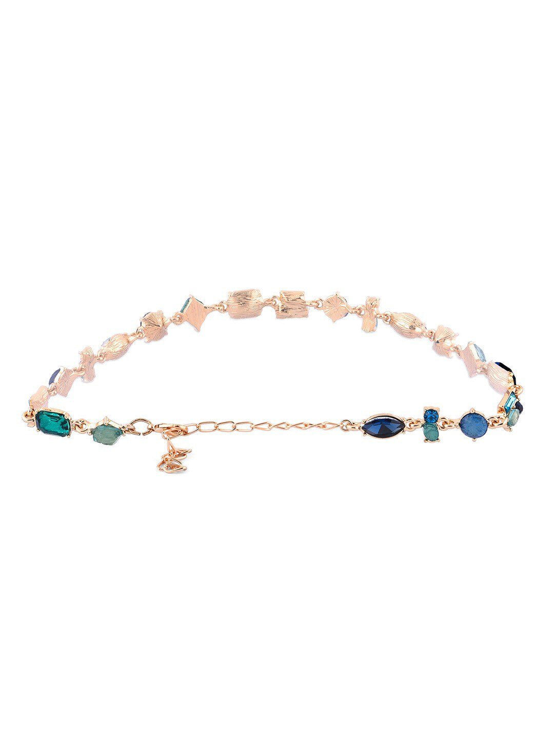 Vergulde ketting met kunststenen en studs – eigentijdse mode-sieraden – legering en kunststenen – 19 cm lengte