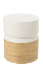 J-Line Bijzettafel Rond Bamboe Wit/Naturel