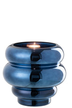 J-Line theelichthouder/vaas Cléa - glas - blauw - Ø 20 cm