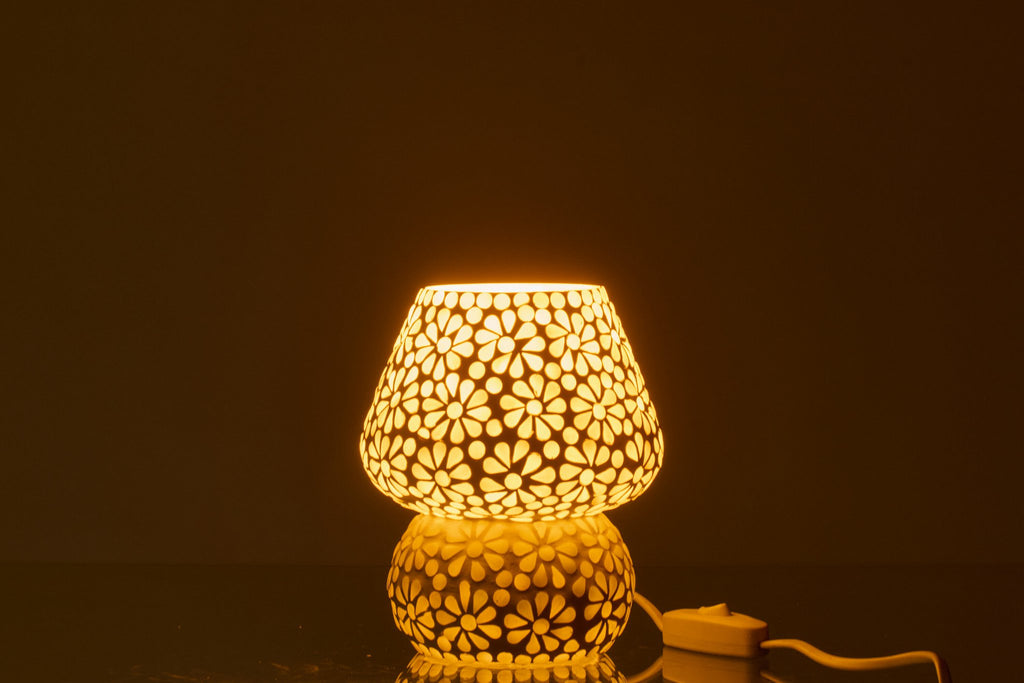 J-Line tafellamp Mozaïek - glas - wit/lichtgroen - S