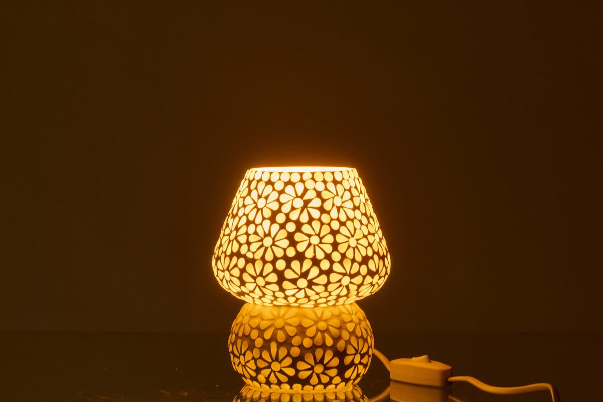 J-Line tafellamp Mozaïek - glas - wit/lichtgroen - S
