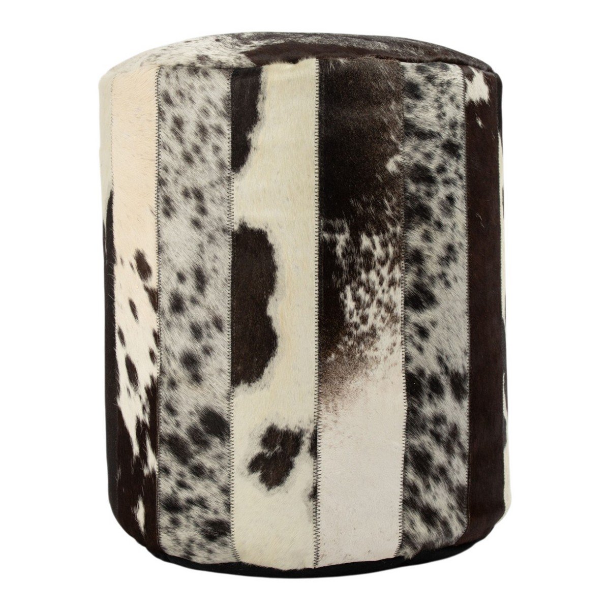 Poef koehuid patchwork zwart/wit 40x40x45cm (bos taurus taurus)