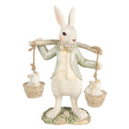 Beeld Konijn 17 cm Wit Groen Polyresin