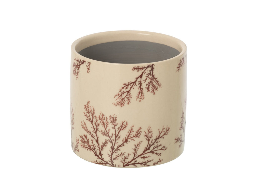 J-Line bloempot Branch - keramiek - ecru/bruin - medium