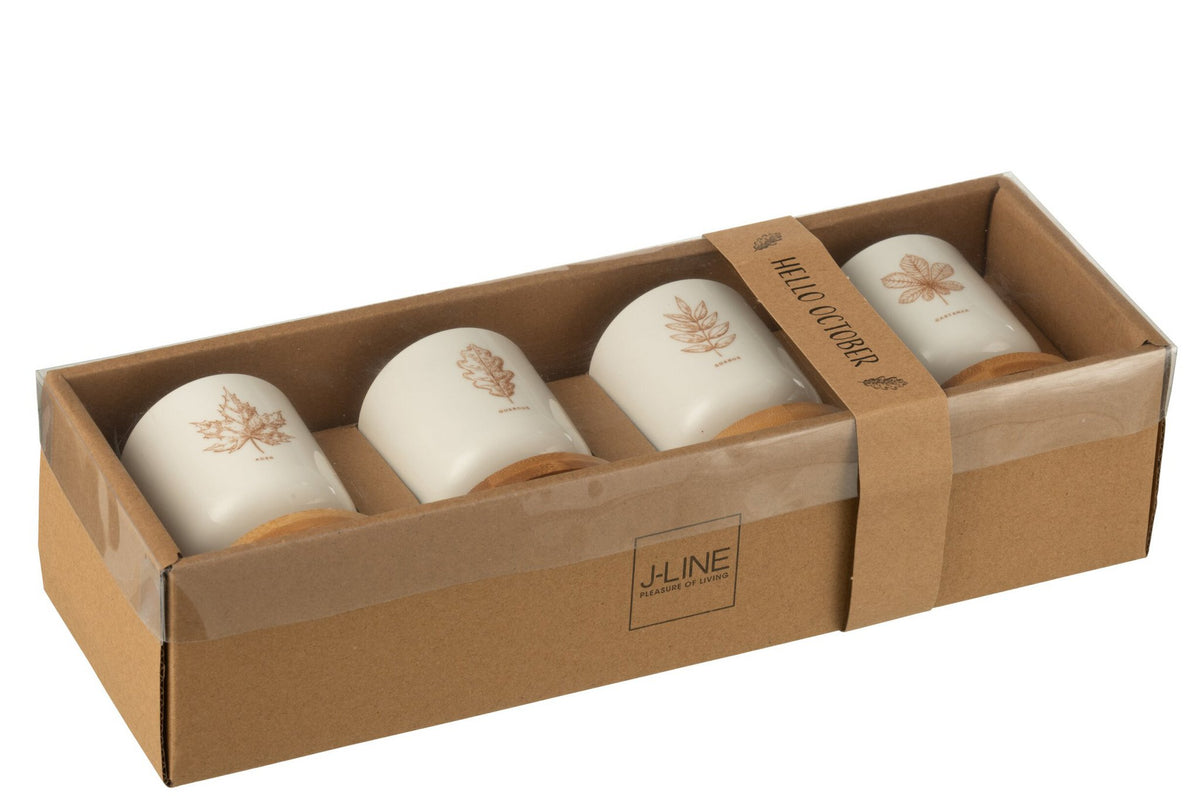 J-Line koffietas + schotel - giftbox - keramiek - bruin - doos van 4