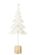 J-Line decoratie Kerstboom Op Voet + Ster - metaal - hout - wit - L