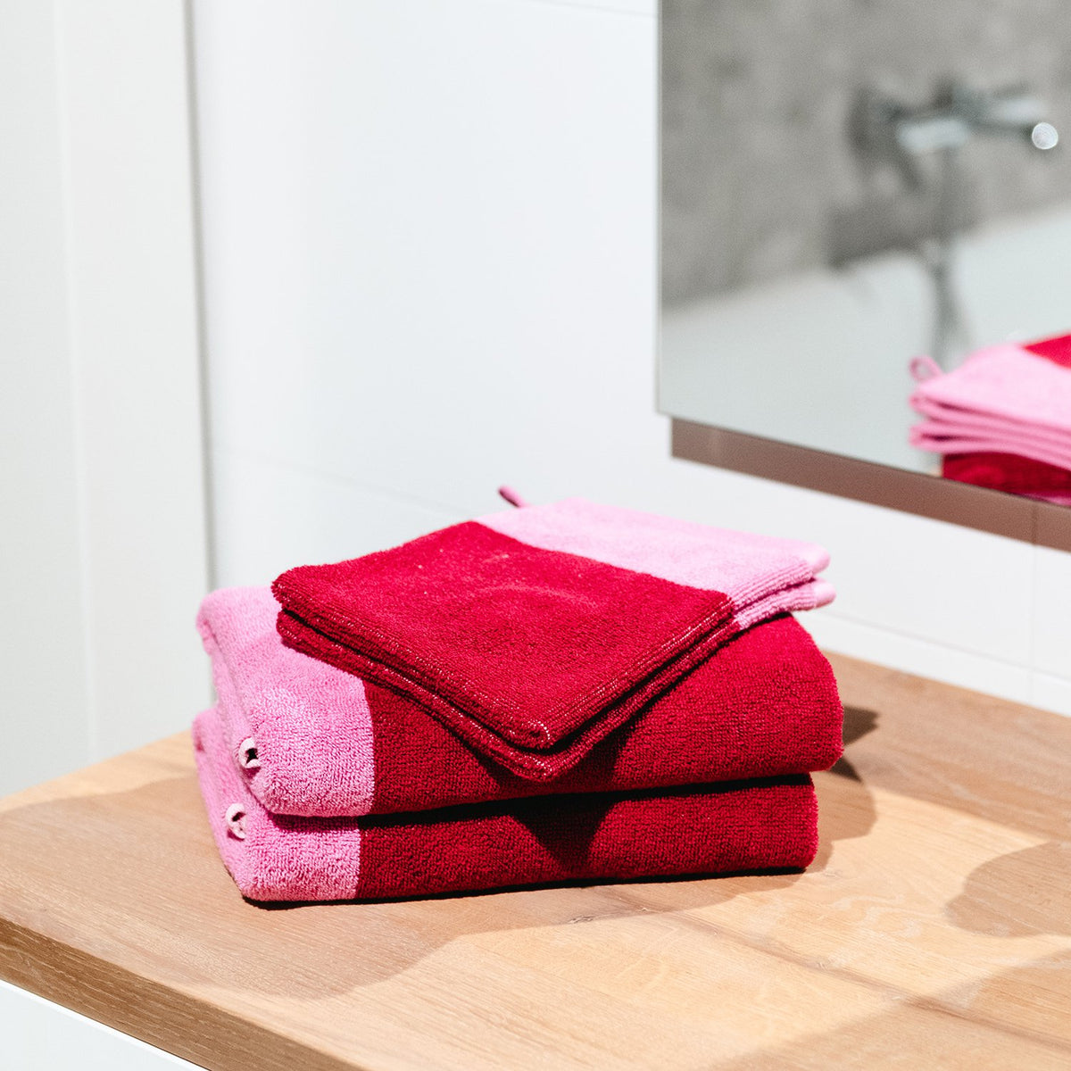 Washandschoen 15x21cm roze Pixie - Set van 2