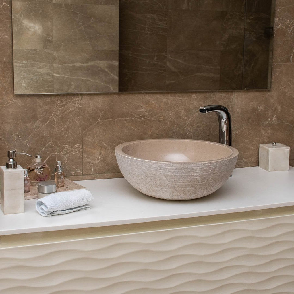 Beige marmeren wastafel