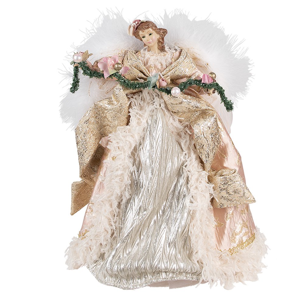 Kerstdecoratie Engel 40 cm Roze Goudkleurig Kunststof Kerstboomversiering
