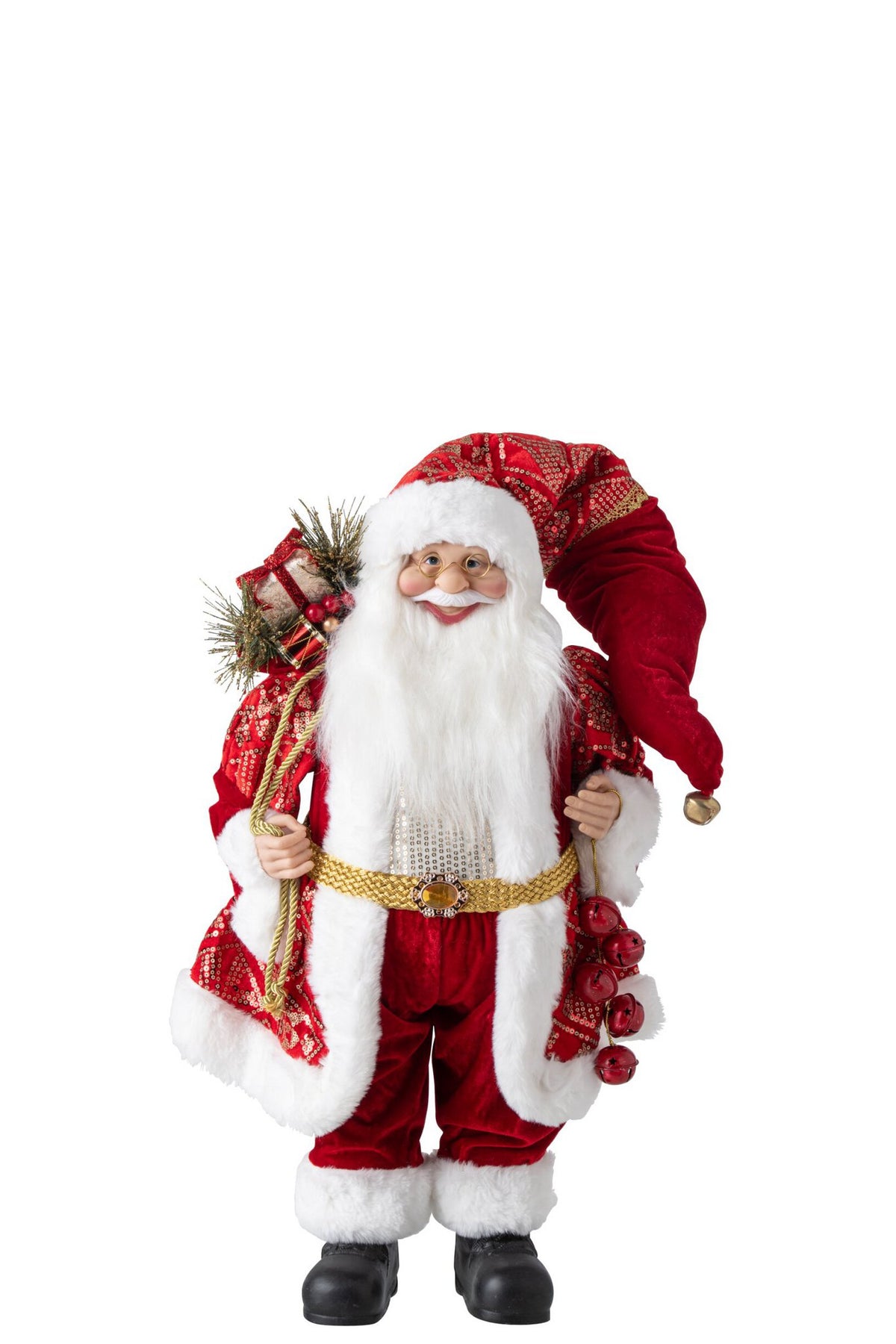 J-Line decoratie Kerstman - kunststof - kerstrood - medium