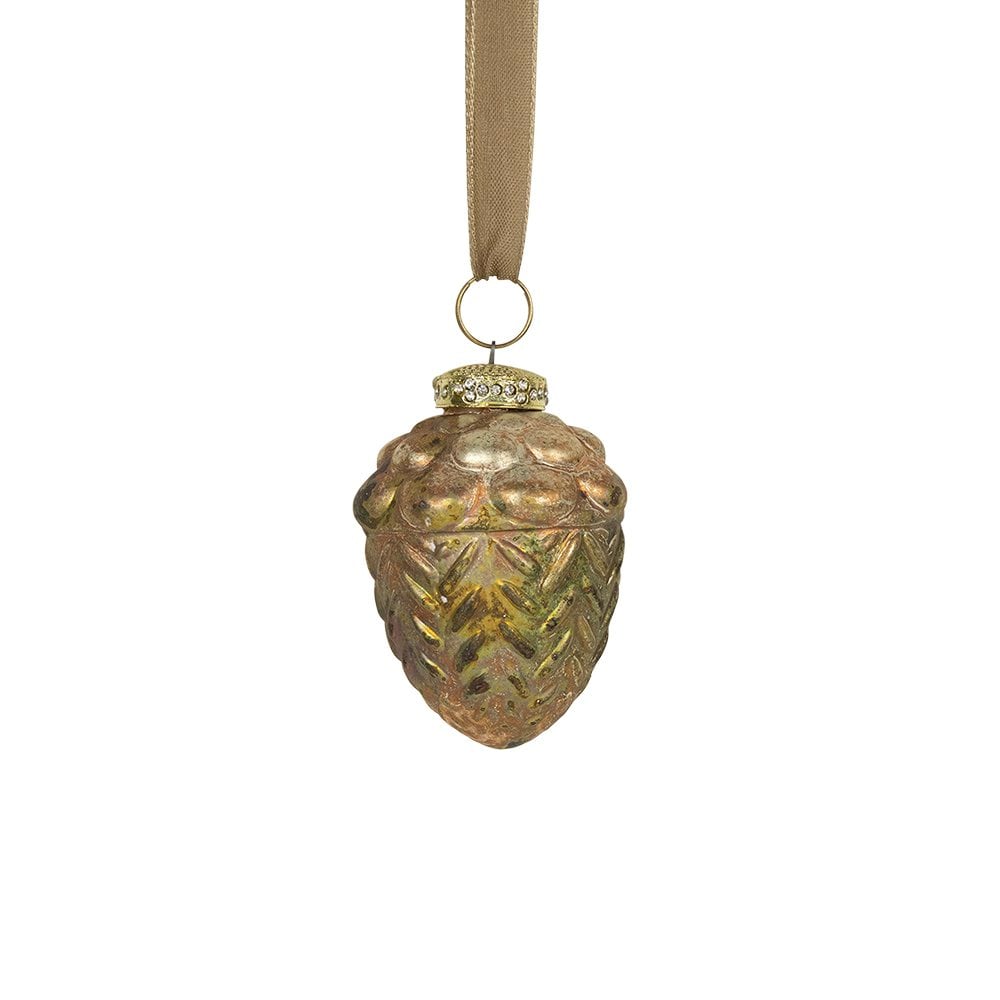 Decoratie eikel antiek groen 8cm