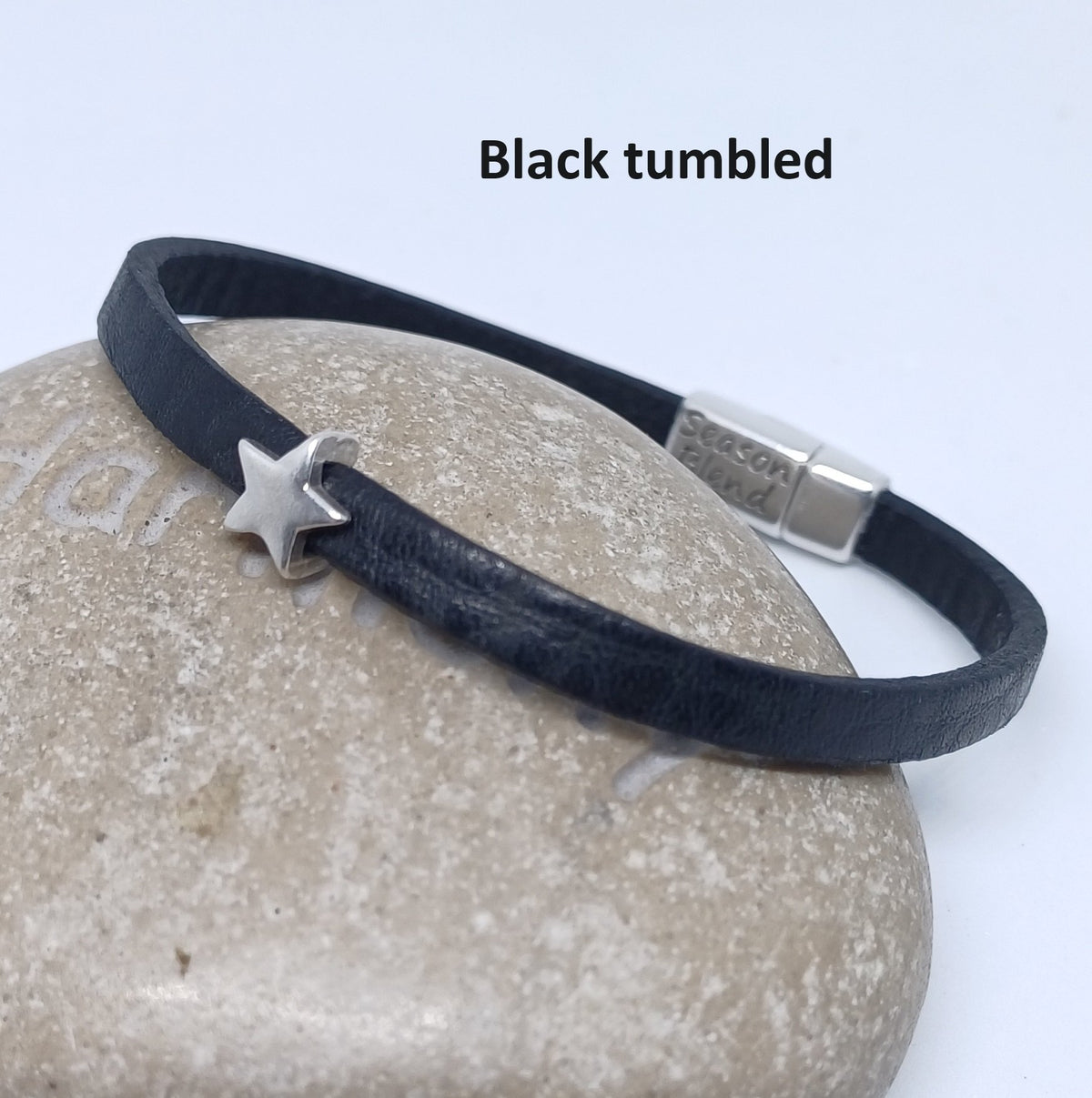 Semplice leren armband tiny star antiek zilver