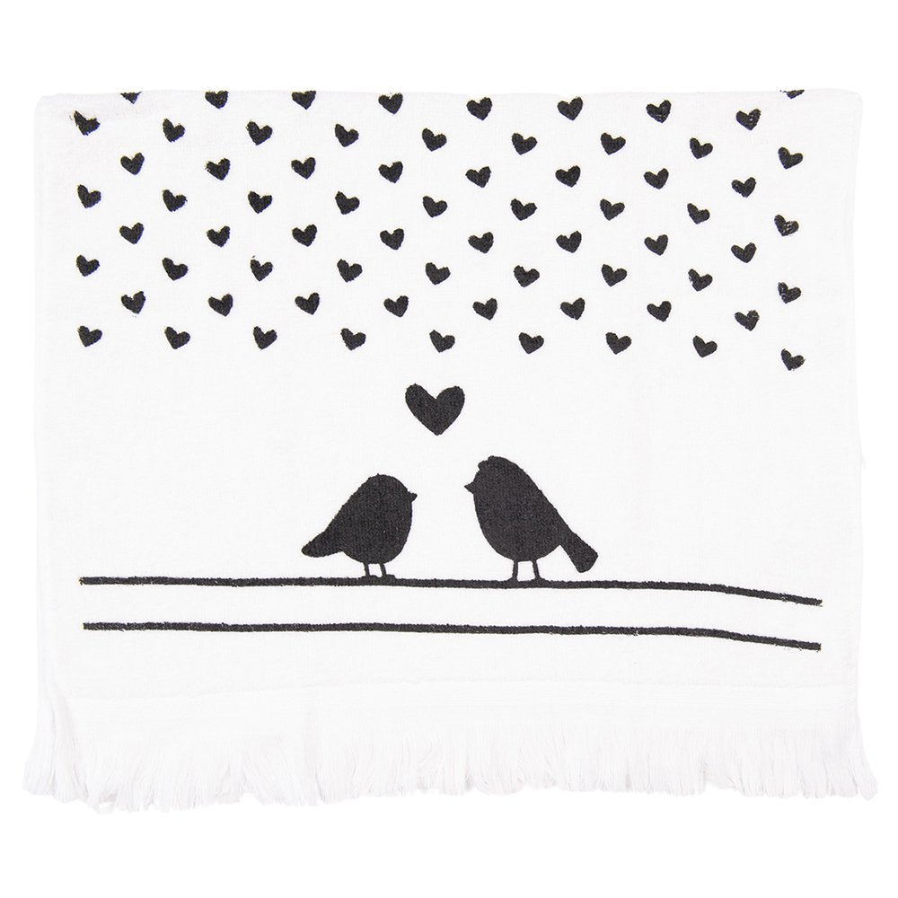 GASTENDEoekje 40x66 cm Zwart wit Katoen Vogel Toilet Handdoek