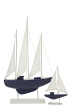 J-Line decoratie Zeilboot - hout - blauw/wit - L