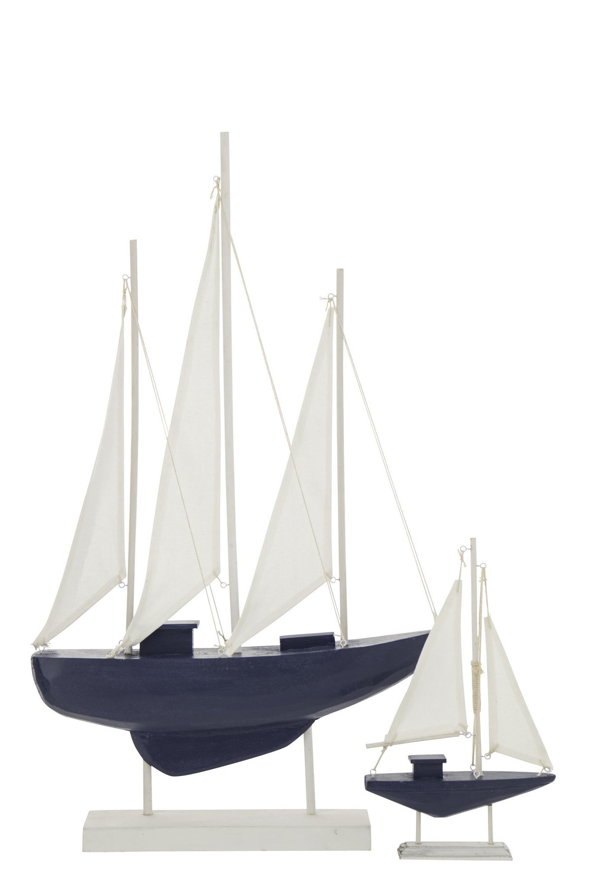 J-Line decoratie Zeilboot - hout - blauw/wit - L