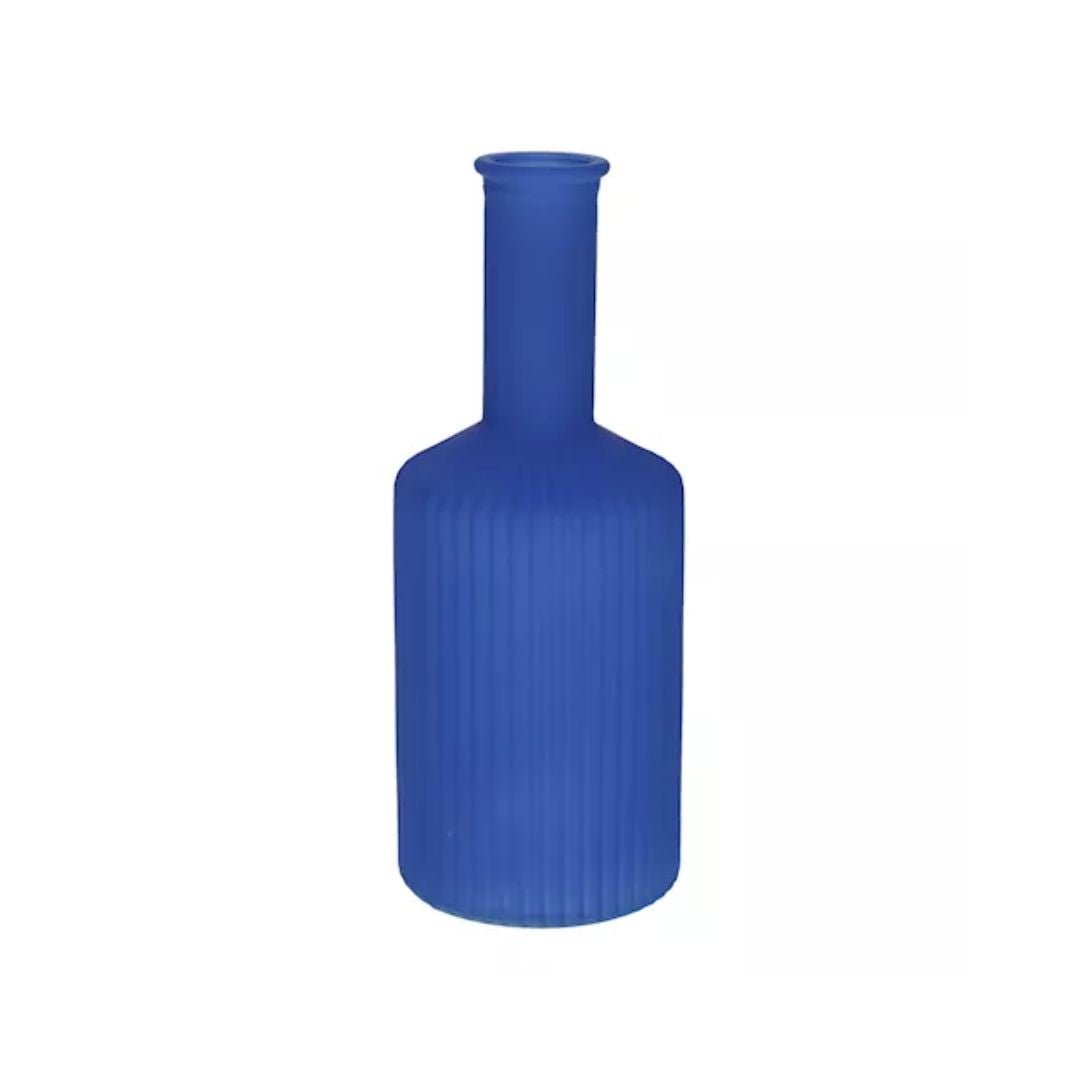 Vase caro lijnen nekmatte kobaltblauw 20,5 cm