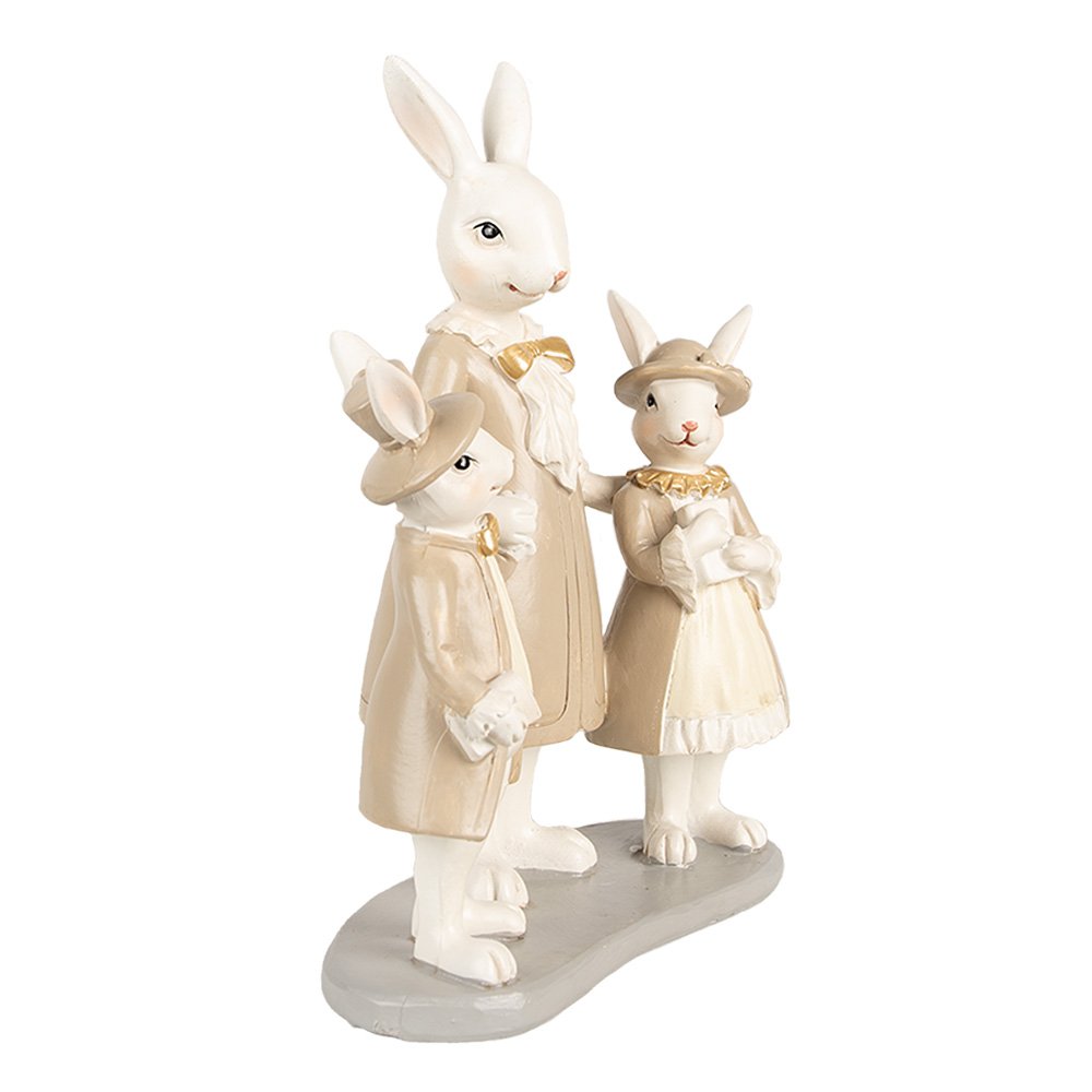 Beeld Konijn 21 cm Wit Bruin Polyresin