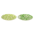 J-Line bord Dessert Gestreept - porselein - groen/wit - S - set van 2