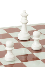 J-Line decoratie Schaakspel Plateau - polyresin - wit/kerstrood
