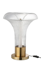 J-Line tafellamp - metaal/glas - goud/transparant - LED lichtjes