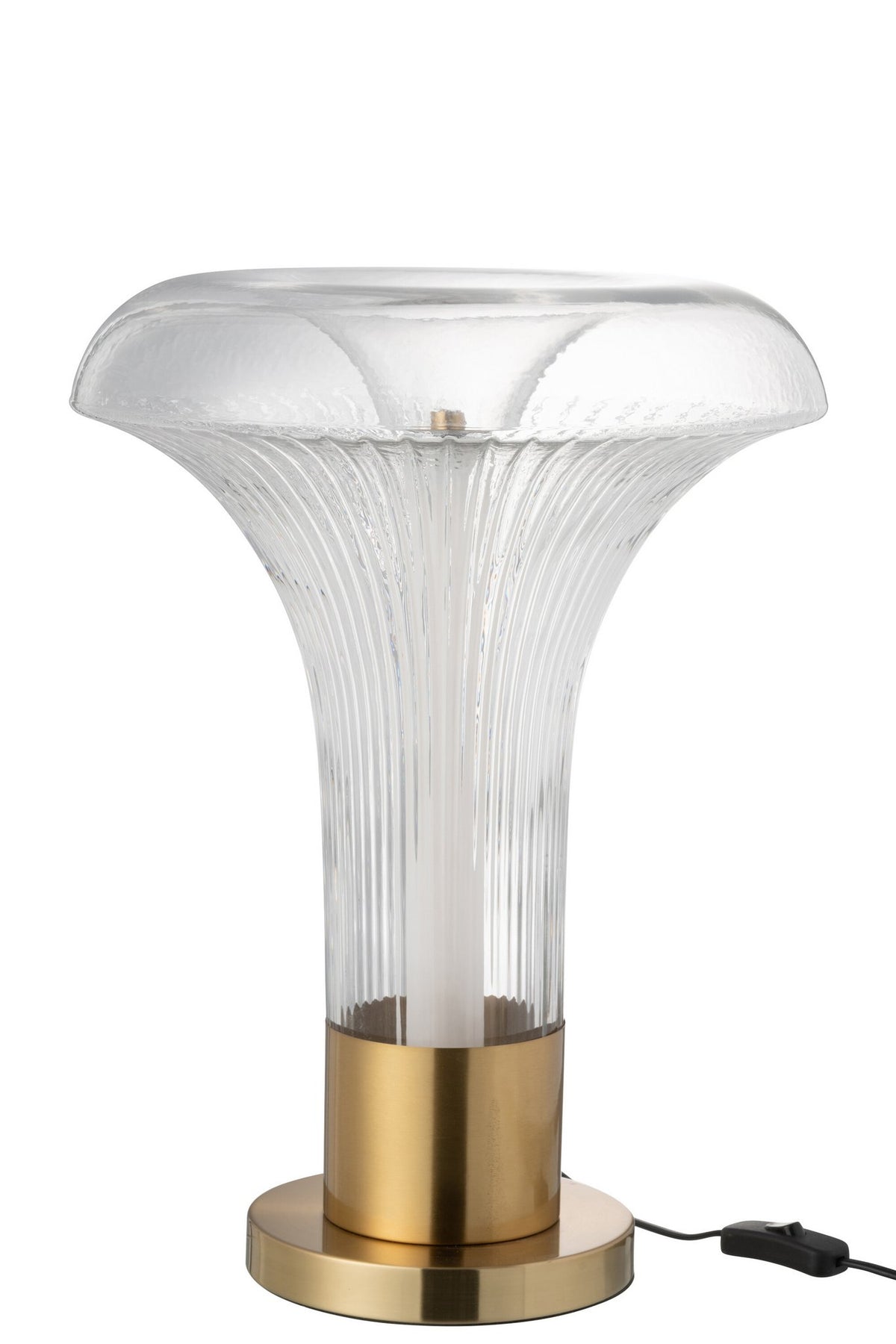 J-Line tafellamp - metaal/glas - goud/transparant - LED lichtjes