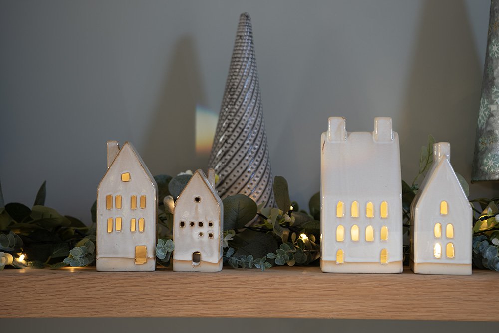 Decoratie Huis met LED 18 cm Beige Porselein