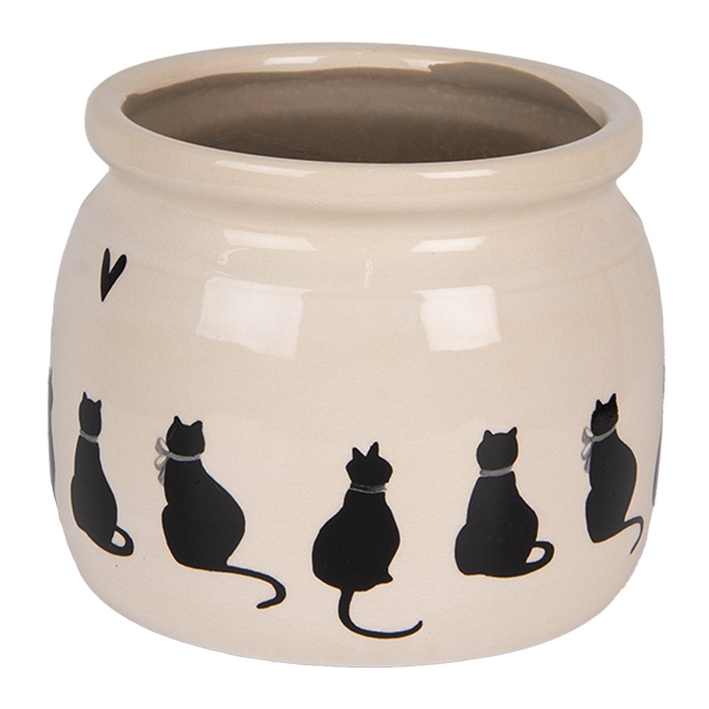 Bloempot Ø 16x13 cm Beige Keramiek Katten