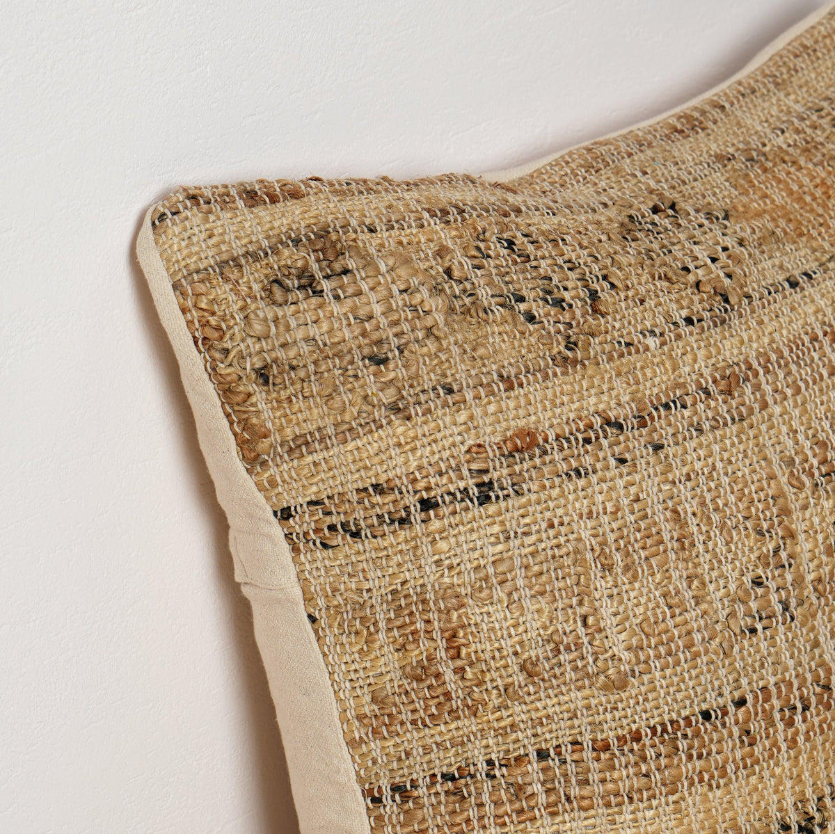Natuurlijk jute geweven kussen met vulling 60 × 60 cm
