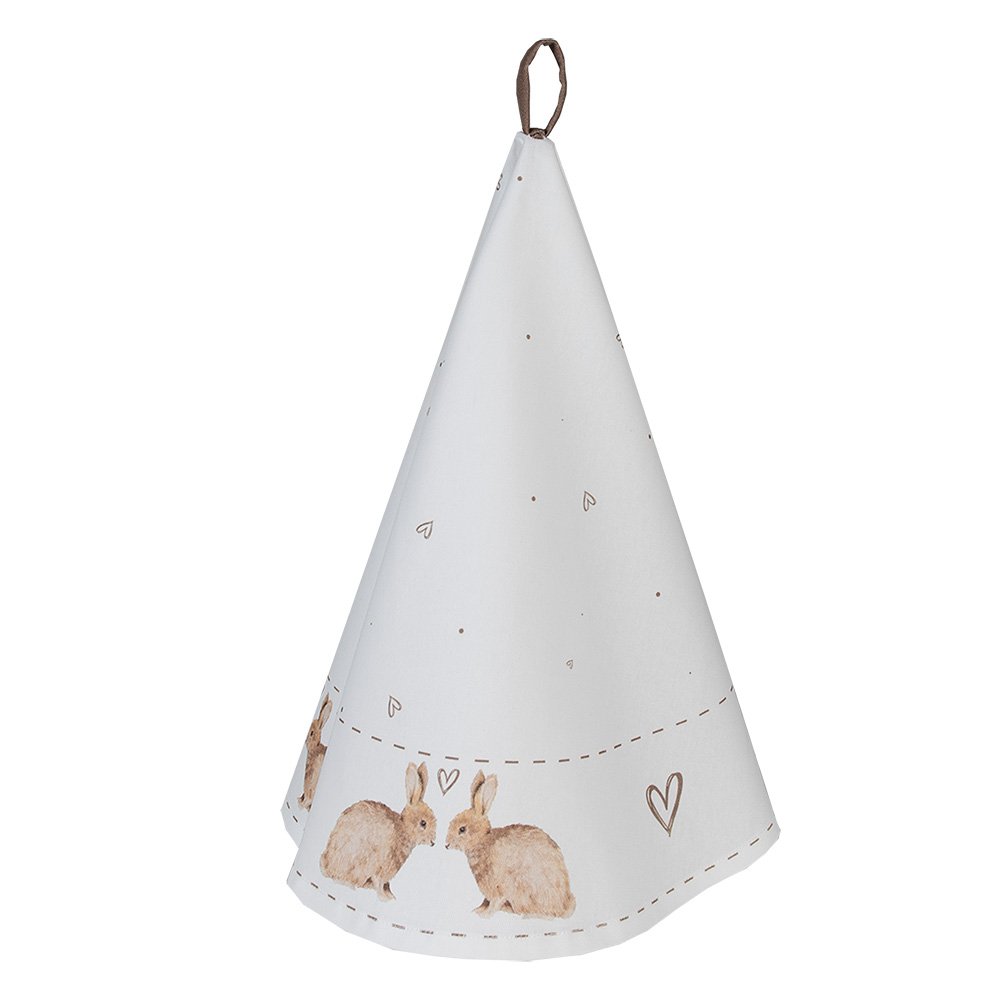 Theedoek Ø 80 cm Wit Bruin Katoen Konijn Keukenhanddoek