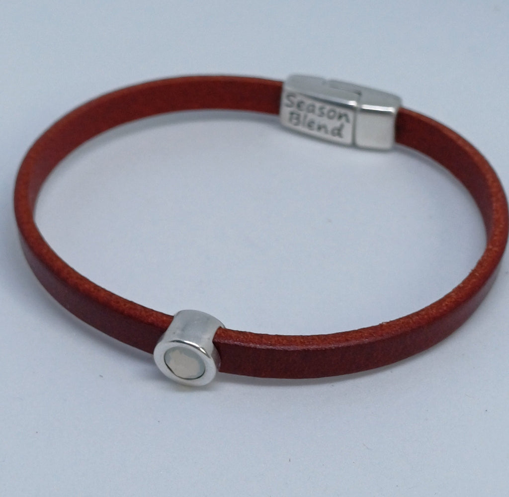 Shorty leren armband antiek verzilverd