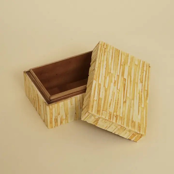 Yellow Striation Elegance Box – Handgemaakte opslag van MDF en hars