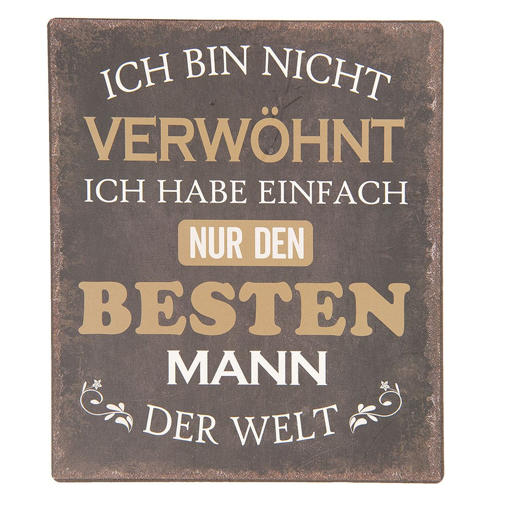Tekstbord 13x15 cm Zwart Bruin IJzer Wandbord